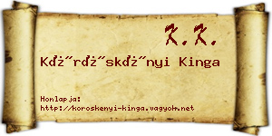 Köröskényi Kinga névjegykártya