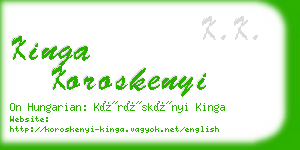 kinga koroskenyi business card